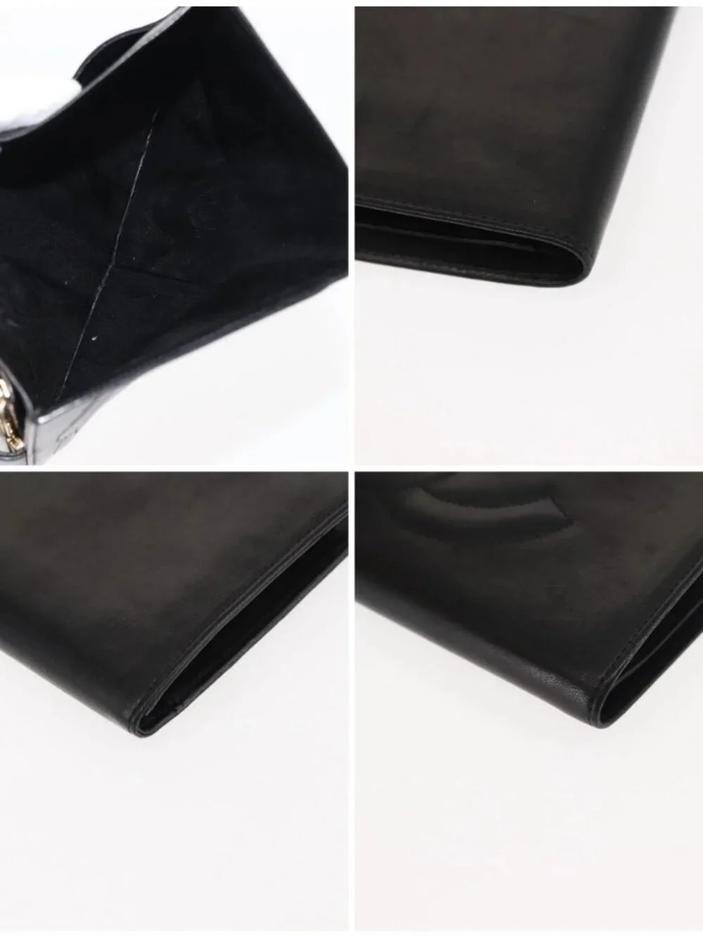 CHANEL Long Wallet Lamb Skin Black CC Auth am9206